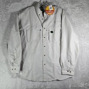 LL Bean Tropicwear Long Sleeve Button Down Mens Size Large L Regular Pewter NWT